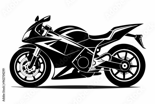 Motorcycle racing silhouette vector illustration, Super bike, sports bike