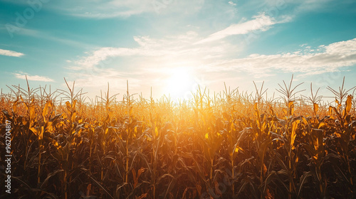 Golden Sunrise over Cornfield