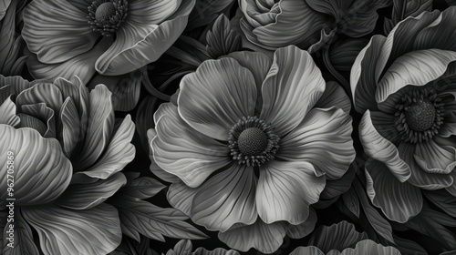 Wallpaper Mural Detailed close-up of monochrome floral design Torontodigital.ca