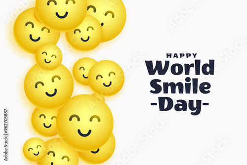 world smile day cheerful background with cute yellow faces