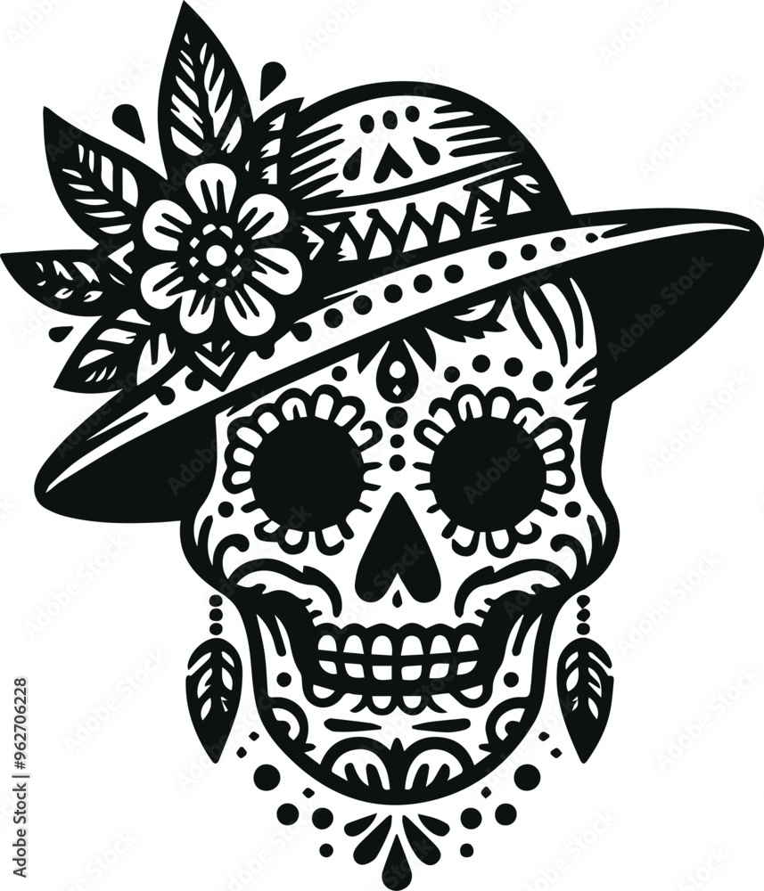 Cute Skull Monochrome Cosmonaut Logo Icon, Sugar Skull Day Of The Dead Vector Illustration Design Cute Skull Monochrome Cosmonaut Logo Icon, Sugar Skull Day Of The Dead Vector Illustration Design