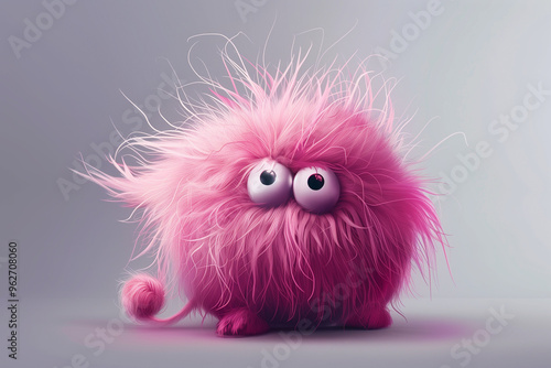 hairy monster with pnk fluffy hair photo