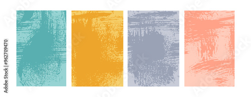 set of four distress rough texture banner with grungy effect