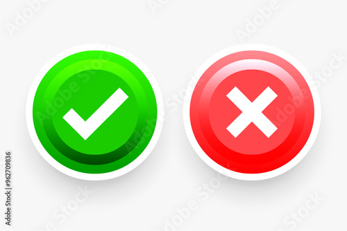 3d style yes and no check mark sign design