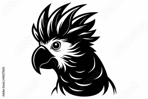 Cockatiel silhouette vector illustration, Cockatoo bird