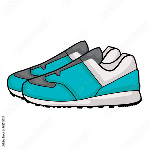 blue sneakers with separate white background