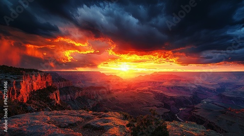 Dramatic Sunset over Grand Canyon National Park Arizona