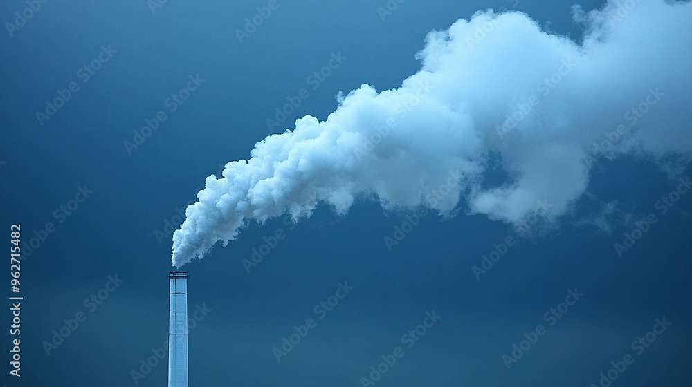 industrial complex with factories emitting thick smoke into the atmosphere, symbolizing environmental pollution and CO2 emissions. Represents climate change, industrialization, and ecological damage industrial complex with factories emitting thick smoke into the atmosphere, symbolizing environmental pollution and CO2 emissions. Represents climate change, industrialization, and ecological damage