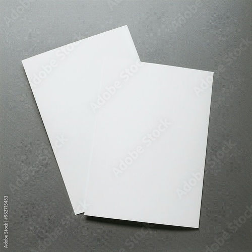 New White two paper blank mock-up. for cv flyer brochure magazine .
 photo