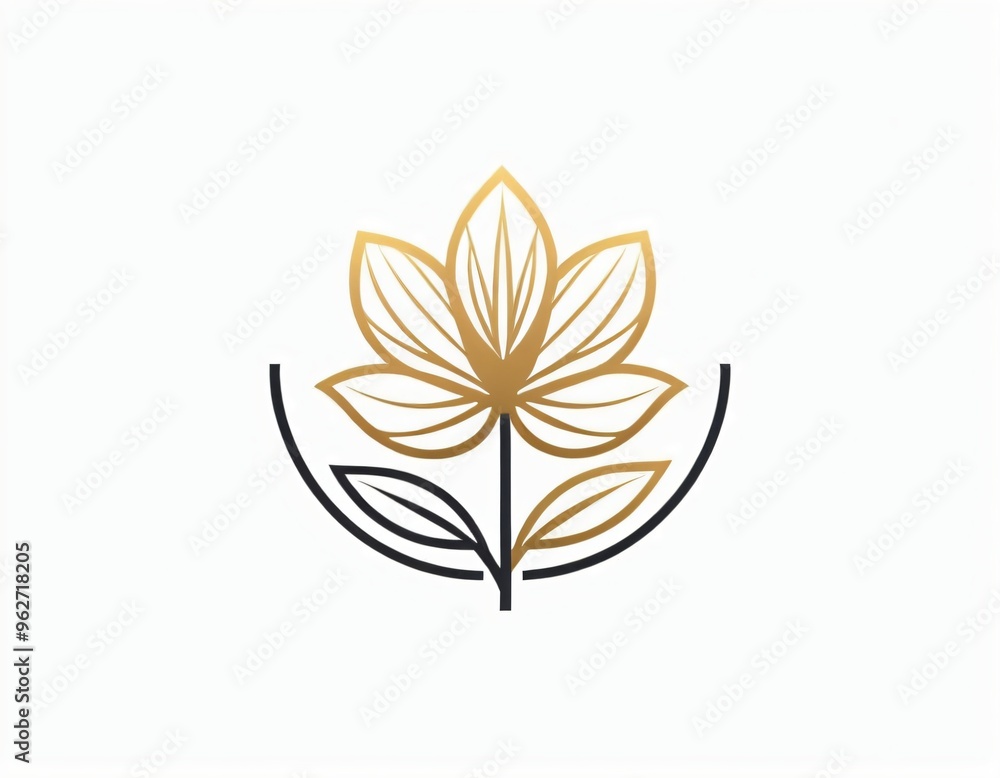 flower icon in line style silhouette logo design. Modern style and minimalist icon in gradient black and gold color. Ai generated images flower icon in line style silhouette logo design. Modern style and minimalist icon in gradient black and gold color. Ai generated images