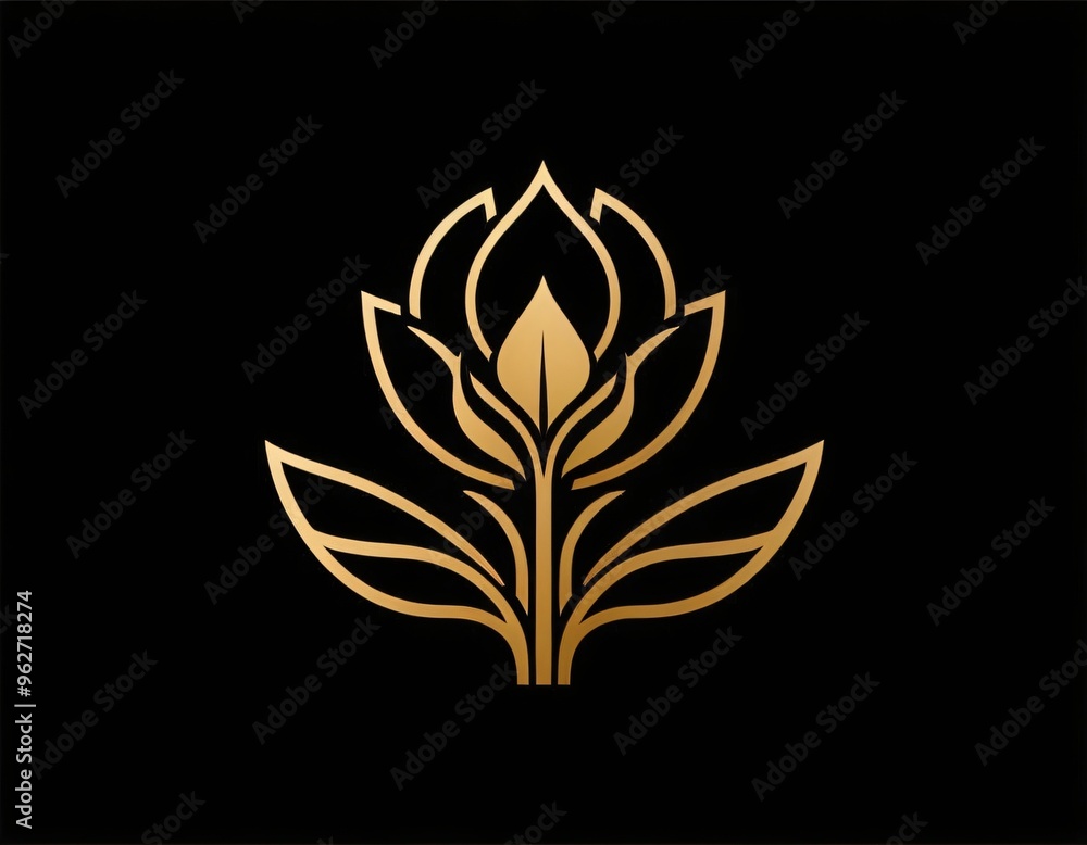 flower icon in line style silhouette logo design. Modern style and minimalist icon in gradient black and gold color. Ai generated images flower icon in line style silhouette logo design. Modern style and minimalist icon in gradient black and gold color. Ai generated images