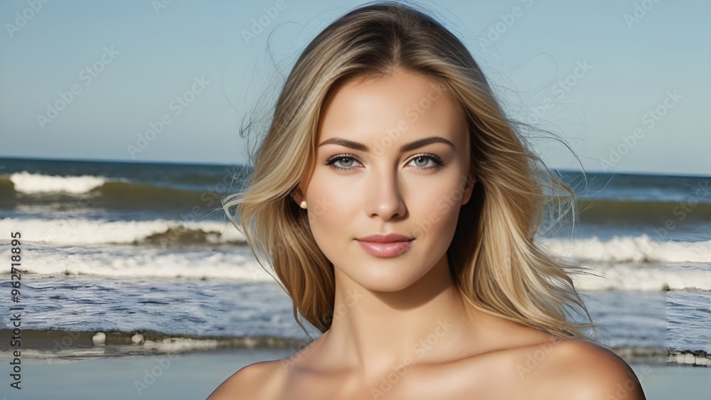 A beutiful blonde caucasian woman in the beach A beutiful blonde caucasian woman in the beach