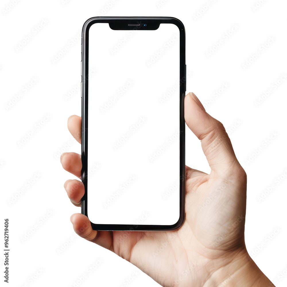 man holding empty display mobile frame on transparent background man holding empty display mobile frame on transparent background