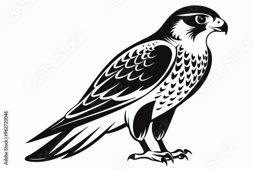 Falcon Bird silhouette vector illustration, Falcon attack design on white background