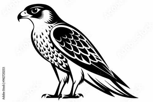 Falcon Bird silhouette vector illustration, Falcon attack design on white background