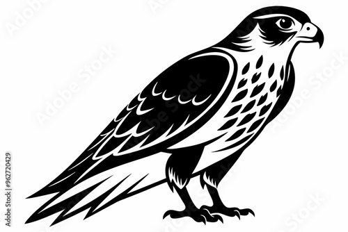 Falcon Bird silhouette vector illustration, Falcon attack design on white background