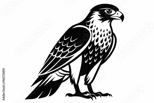 Falcon Bird silhouette vector illustration, Falcon attack design on white background