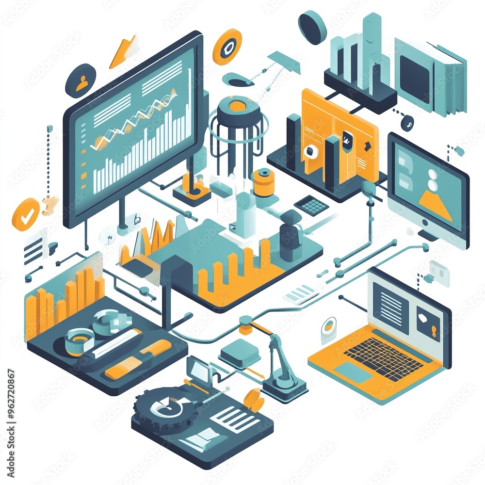 Obraz premium Global Marketing Automation Software, focusing on business development, CRM, and digital automation technology