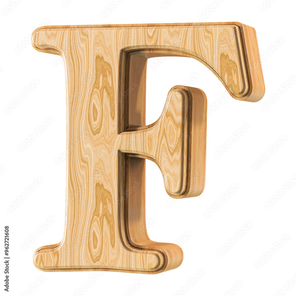 Wooden Letter Font F 3D Render Wooden Letter Font F 3D Render