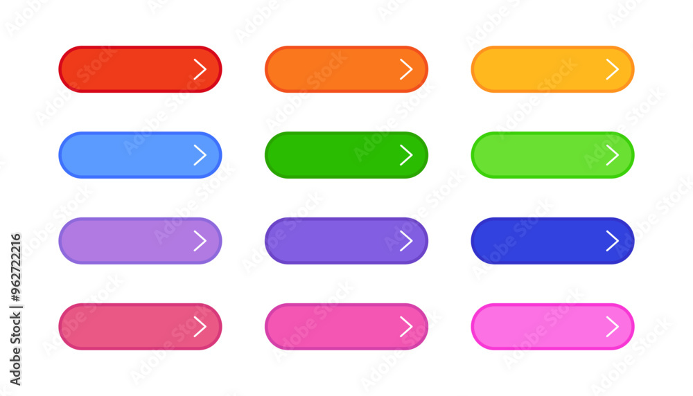 Set of colorful blank buttons in flat design style. Blank button for web design and mobile devices. Vector illustration Set of colorful blank buttons in flat design style. Blank button for web design and mobile devices. Vector illustration