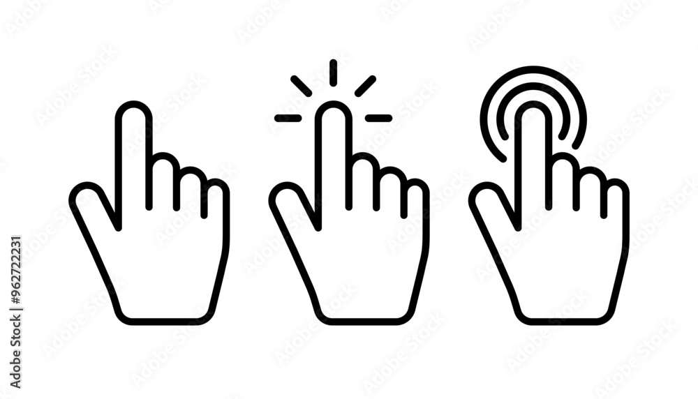 Set of mouse click cursor hand icons. Vector illustration Set of mouse click cursor hand icons. Vector illustration