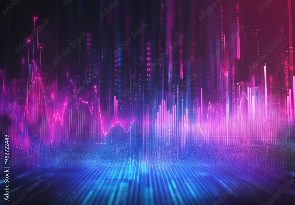 Abstract Neon Cityscape with Data Visualization Abstract Neon Cityscape with Data Visualization