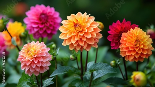 Elegant flowers blooming in vibrant hues