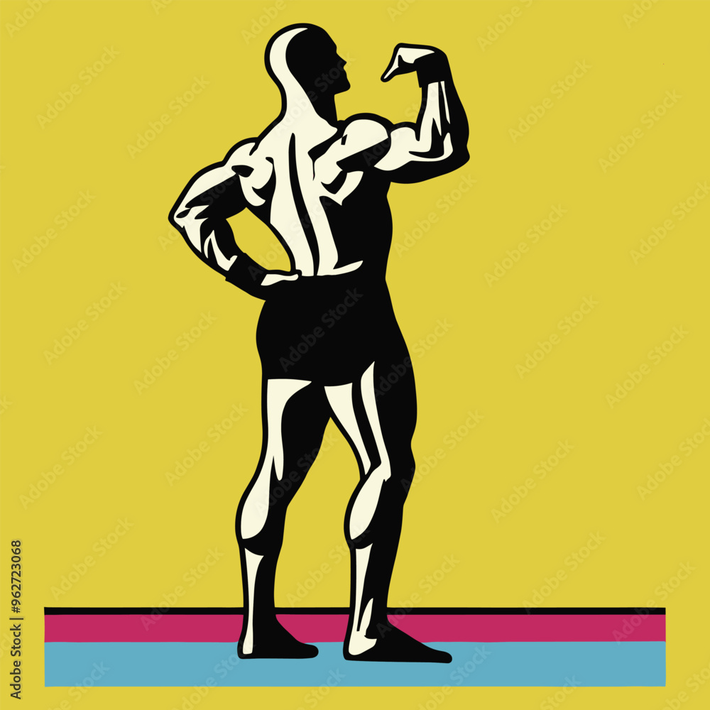 Bodybuilders turn their backs to show off their muscles. Vector illustration Bodybuilders turn their backs to show off their muscles. Vector illustration