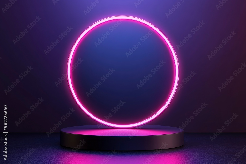 Realistic 3D background, Black cylinder pedestal podium with round circle glowing neon lighting. Black friday sale concept, Vector abstract minimal scene products stage showcase, with generative ai Realistic 3D background, Black cylinder pedestal podium with round circle glowing neon lighting. Black friday sale concept, Vector abstract minimal scene products stage showcase, with generative ai