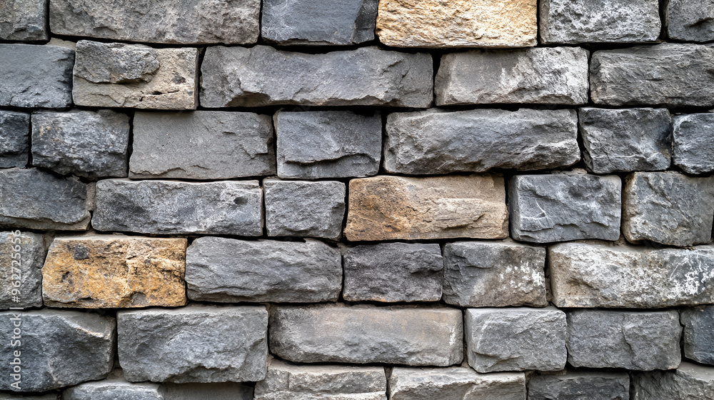 A diverse collection of rocks forming a sturdy stone wall , Background of stone wall texture , pattern gray color of modern style design decorative uneven cracked real stone wall A diverse collection of rocks forming a sturdy stone wall , Background of stone wall texture , pattern gray color of modern style design decorative uneven cracked real stone wall