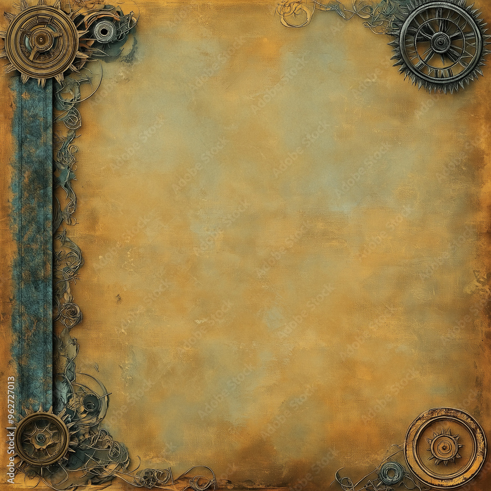 Naklejka premium Steampunk scrapbooking background