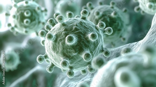 Close up of bacteria and virus cells. Biology, Science medicine background