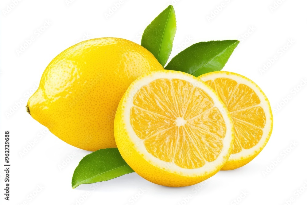 lemon fruit with leaves, slice and half isolated on a white background, Fresh and Juicy Lemon, clipping path , ai lemon fruit with leaves, slice and half isolated on a white background, Fresh and Juicy Lemon, clipping path , ai