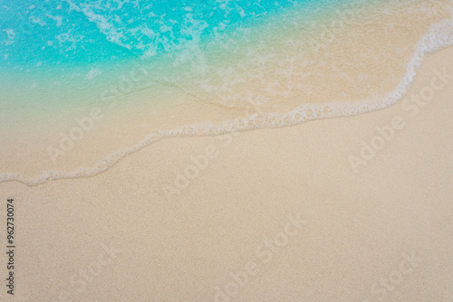 wave on the empty beautiful beach, top view