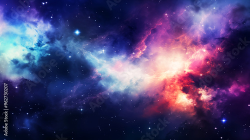 Beautiful deep space with galaxy and stars, clouds, nebula, universe for background