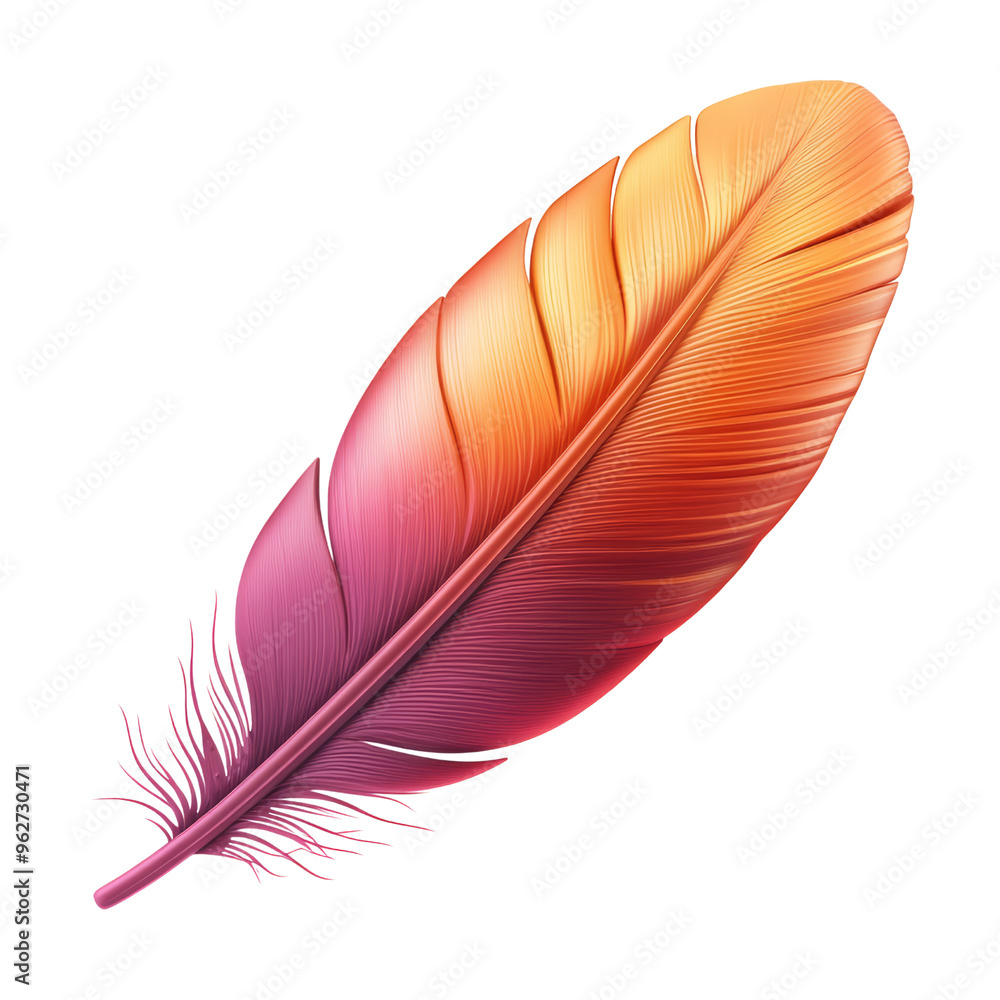 purple and orange feather 3d render icon isolated on transparent background cutout purple and orange feather 3d render icon isolated on transparent background cutout