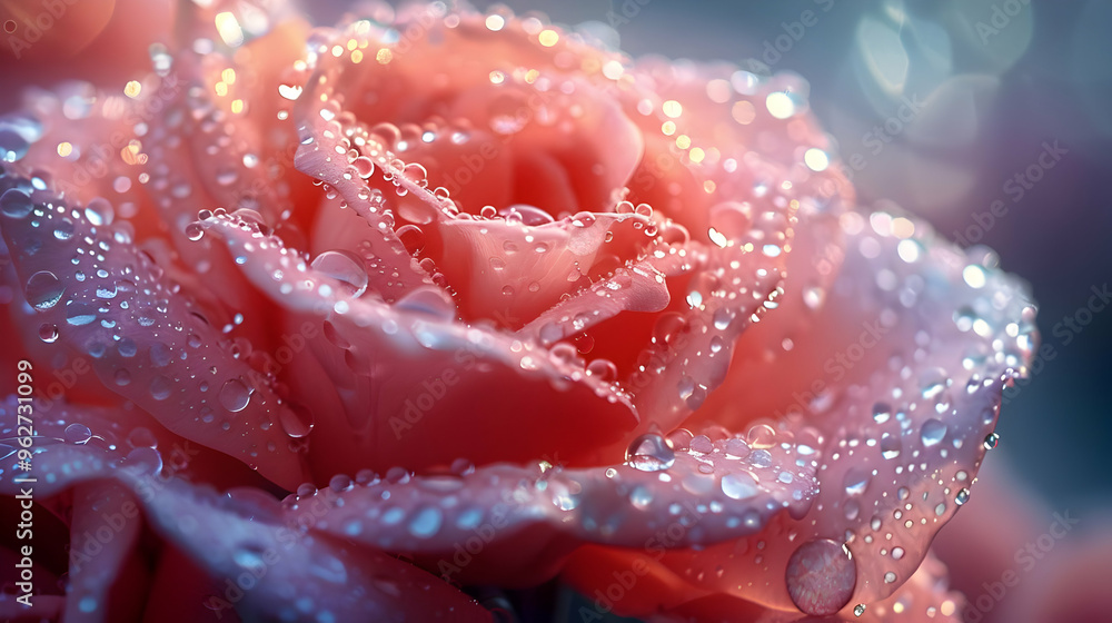Dew Drops on a Pink Rose Petal - Macro Photography Dew Drops on a Pink Rose Petal - Macro Photography