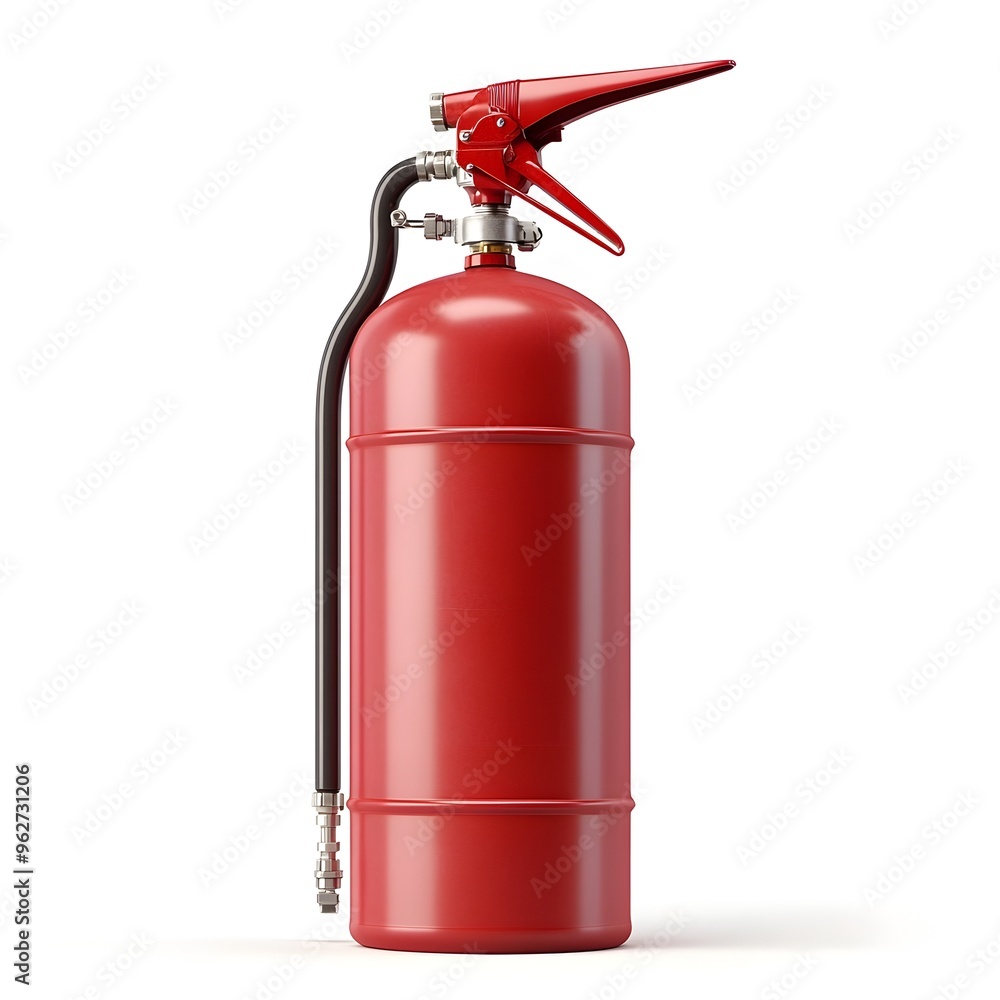 Ultra Red Fire Extinguisher Tank Isolated on Clean White Background with Natural Lighting Ultra Red Fire Extinguisher Tank Isolated on Clean White Background with Natural Lighting