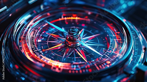 Wallpaper Mural A close-up of a futuristic compass with vibrant colors and intricate design. Torontodigital.ca