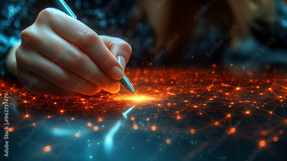 woman’s hand signing a digital document on a tablet, symbolizing remote work, digital innovation, and flexibility in modern work environments. Represents efficiency, technology, and productivity woman’s hand signing a digital document on a tablet, symbolizing remote work, digital innovation, and flexibility in modern work environments. Represents efficiency, technology, and productivity