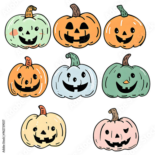 Horror halloween, Pumpkin Illustration clipart, Spooky halloween, Jack o'lantern, Ghost, trick or treat, Generative AI