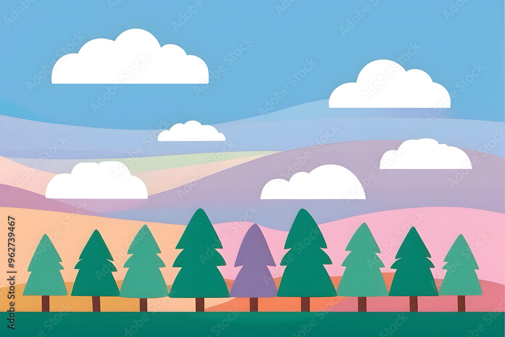 A vector abstract creation of forest and clouds A vector abstract creation of forest and clouds
