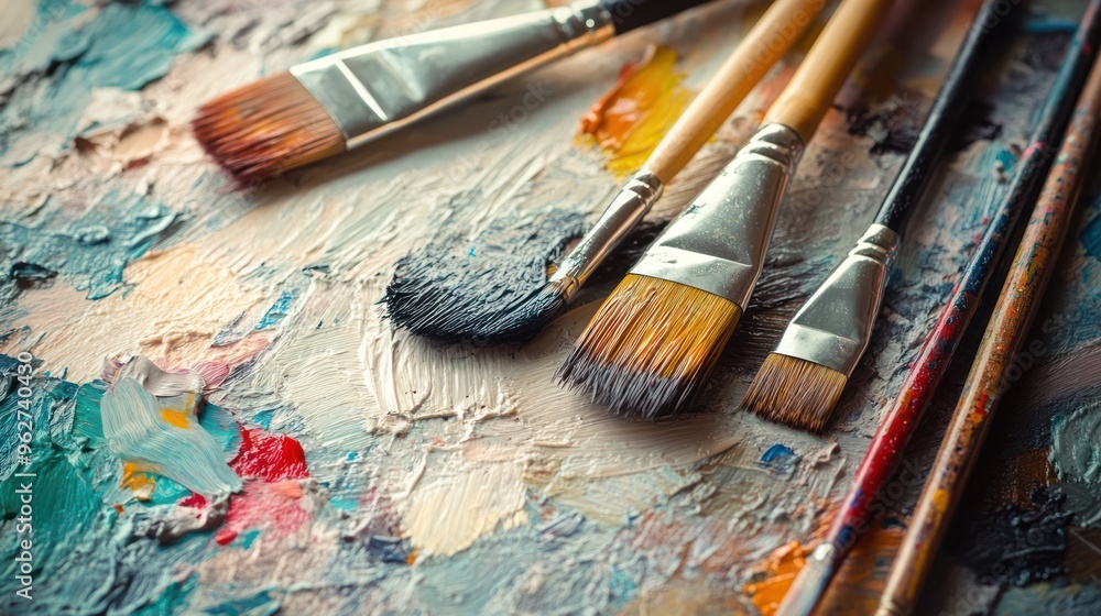 Fototapeta premium Paint Brushes on Palette