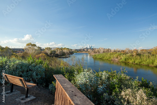 Wetlands with St. Thomas mission in background Yuma, AZ