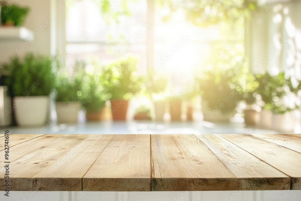 Green Empty wooden table with the bright white interior of the kitchen as a blurred background behind the bokeh golden sunshine , ai Green Empty wooden table with the bright white interior of the kitchen as a blurred background behind the bokeh golden sunshine , ai