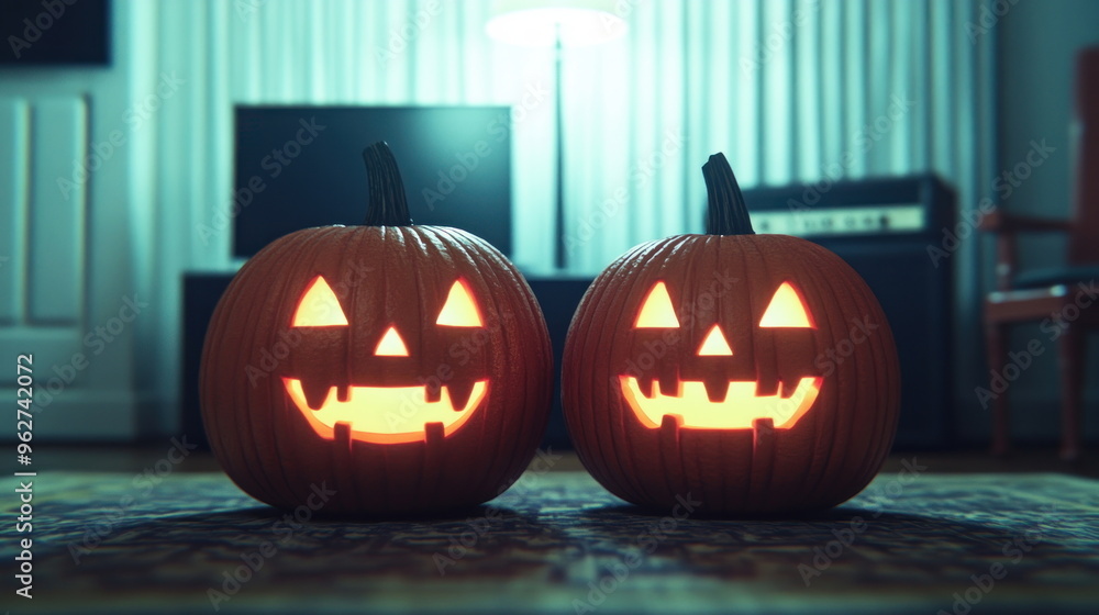 Jack-o'-lantern Pair. Jack-o'-lantern Pair.