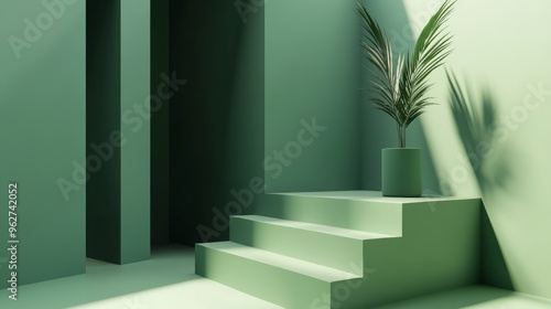 Products Stand, Promotion, Green background, Event, Abstract, background, background image, Space background, Pedestal, Business, Ceremony, 3D graphics, Geometric shapes, white space, Design, Exhibiti photo