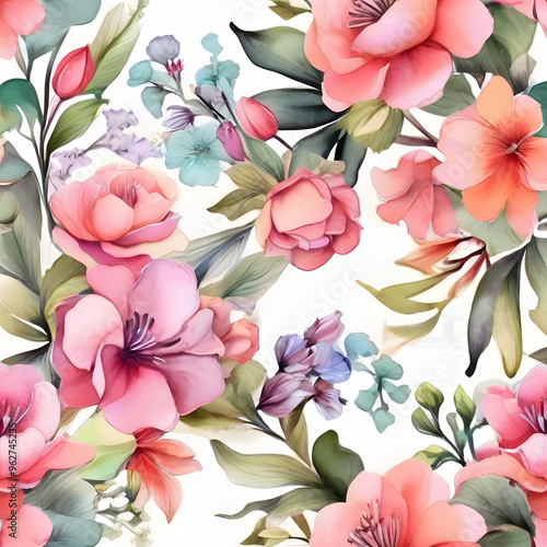 Wallpaper Mural watercolor painting of a wild flower floral bouquet. Generative AI Torontodigital.ca