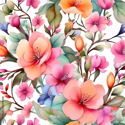 Wallpaper Mural watercolor painting of a wild flower floral bouquet. Generative AI Torontodigital.ca