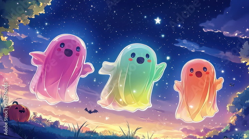 Cute Halloween Ghosts.